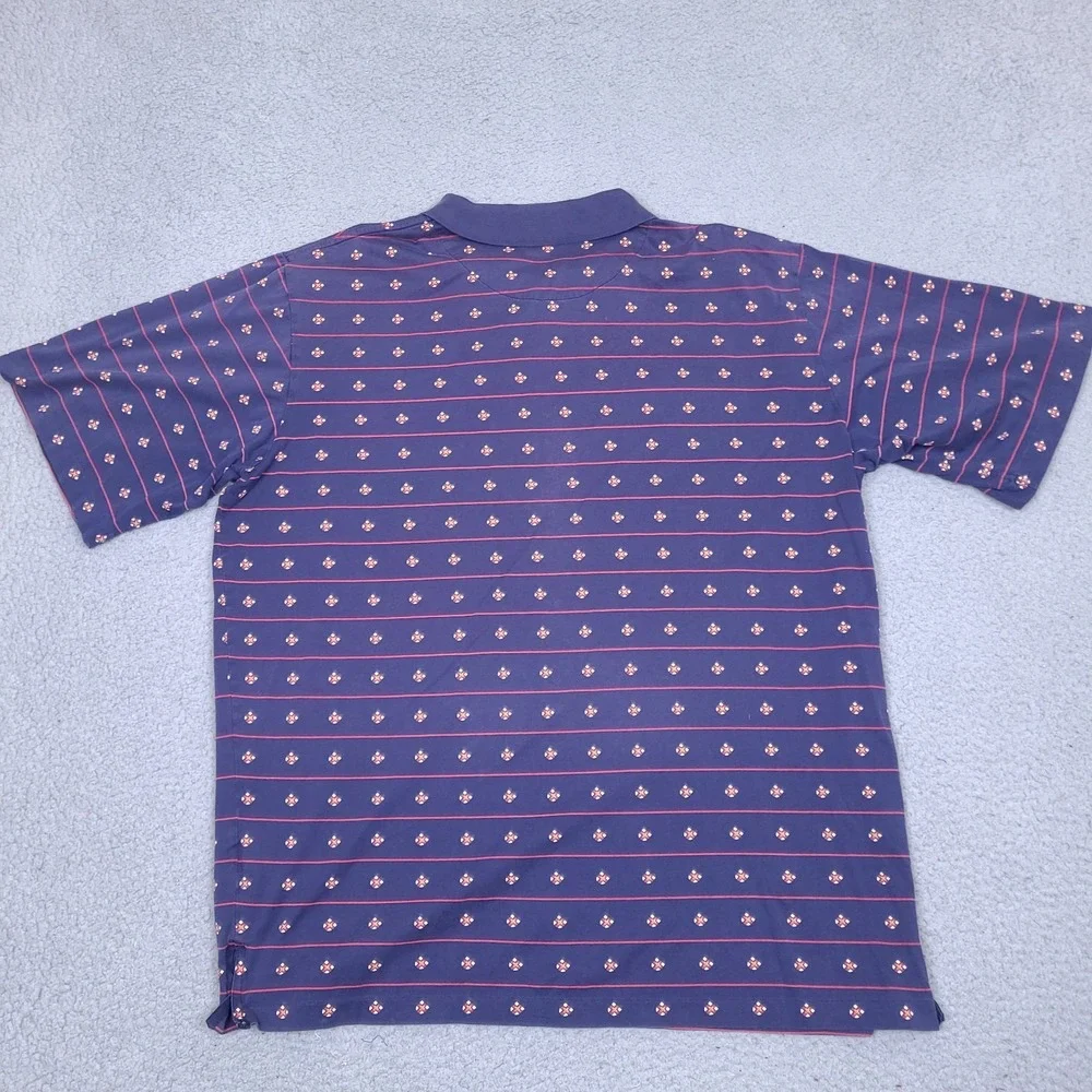 Polo Ralph‎ Lauren Golf Polo Shirt Mens Large Crest Shield Geometric Striped
